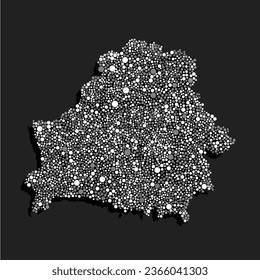 Creative vector map Belarus from random white dots isolated in the background. Abstract template Europe country for pattern, design, illustration, backdrop. Concept silhouette of the map state Belarus