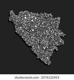 Creative vector map Bosnia Herzegovina from random white and grey dots isolated in the background. Abstract template Europe country for pattern, design, illustration, backdrop. Concept silhouette of t