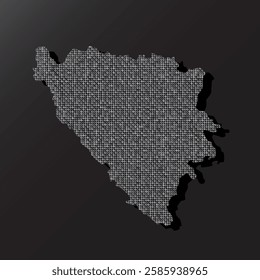 Creative vector map Bosnia Herzegovina from silver sequins on background. Template Europe country for design, illustration, pattern, backdrop. Luxury style with shiny sparkle, glitter map