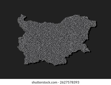 Creative vector map Bulgaria from silver sequins on background. Template Europe country for design, illustration, pattern, backdrop. Luxury style with shiny sparkle, glitter map Bulgaria