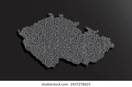 Creative vector map Czech republic from silver sequins on background. Template Europe country for design, illustration, pattern, backdrop. Luxury style with shiny sparkle, glitter map Czech