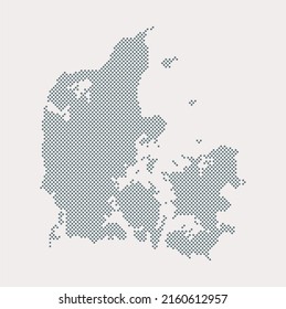 Creative vector map Denmark from dots, points isolated on background. Digital template Europe country for pattern, design, illustration, backdrop. Concept silhouette of the map state Denmark