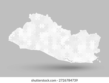Kreative Vektorkarte El Salvador von grauen Puzzleteilen einzeln auf Hintergrund. Vorlage Amerikanisches Land für Muster, Design, Illustration, Infografik. Concept Grundriss der Karte Puzzle El Salvador