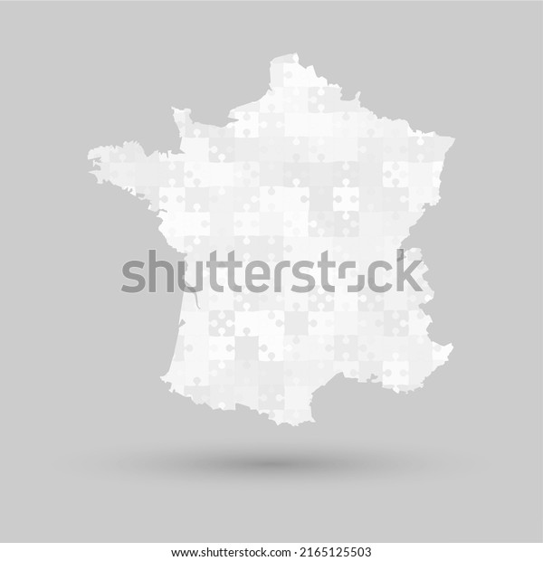 Creative\
vector map France from grey puzzle pieces isolated on background.\
Abstract template Europe country for pattern, design, illustration,\
backdrop. Concept outline of the map\
France
