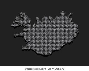 Creative vector map Iceland from silver sequins on background. Template Europe country for design, illustration, pattern, backdrop. Luxury style with shiny sparkle, glitter map Iceland