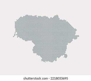 Creative vector map Lithuania from dots, points isolated on background. Digital template Europe country for pattern, design, illustration, backdrop. Concept silhouette of the map state Lithuania