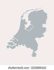 Creative vector map Netherlands from dots, points isolated on background. Digital template Europe country for pattern, design, illustration, backdrop. Concept silhouette of the map state Netherlands