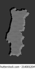 Creative vector map Portugal from dots, points isolated on background. Digital template Europe country for pattern, design, illustration, backdrop. Concept silhouette of the map state Portugal