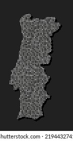 Creative vector map Portugal, made silver sequins isolated on background. Template Europe country for design, illustration, pattern, backdrop. Luxury style shiny sparkle, glitter map state Portugal,