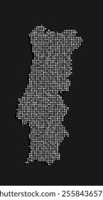 Creative vector map Portugal from silver sequins on background. Template Europe country for design, illustration, pattern, backdrop. Luxury style with shiny sparkle, glitter map Portugal