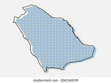 Creative vector map Saudi Arabia from dots, points isolated on background. Digital template Asia country for pattern, design, illustration, backdrop. Concept silhouette of the map state Saudi Arabia
