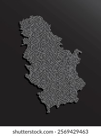 Creative vector map Serbia from silver sequins on background. Template Europe country for design, illustration, pattern, backdrop. Luxury style with shiny sparkle, glitter map Serbia