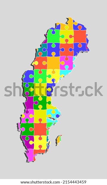 Creative\
vector map Sweden from color puzzle pieces isolated on background.\
Abstract template Europe country for pattern, design, illustration,\
backdrop. Concept outline of the map\
Austria