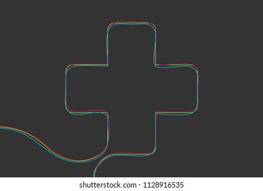 Creative vector Medical cross. One line style illustration