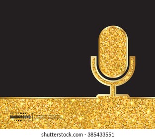 Creative vector microphone. Art illustration template background. For presentation, layout, brochure, logo, page, print, banner, poster, cover, booklet, business infographic, wallpaper, sign, flyer.