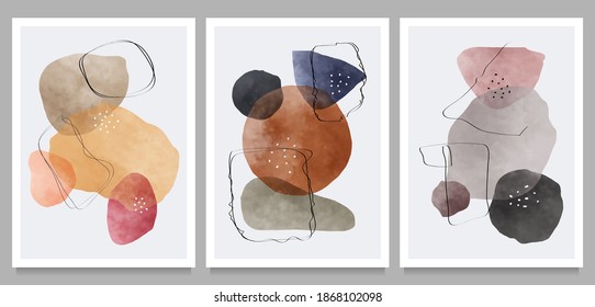 creative vector minimalist hand painted on set, various shapes and organic modern art objects for background, social media, wall decoration, postcard