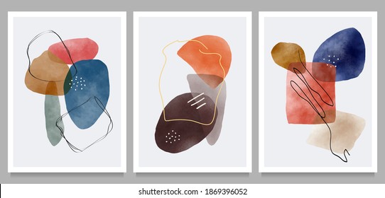 creative vector minimalist hand painted on set, various shapes and organic modern art objects for background, social media, wall decoration, postcard