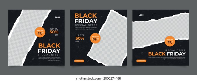 Creative vector modern black friday sale social media post template banner collection.