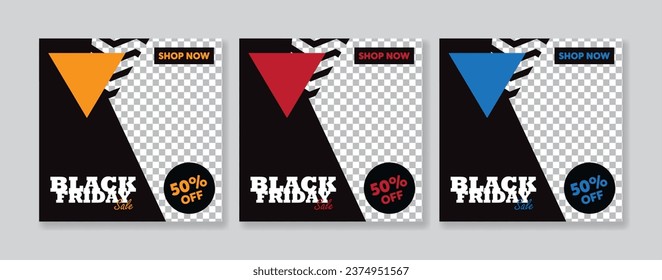 Creative vector modern black friday sale social media post template banner collection.