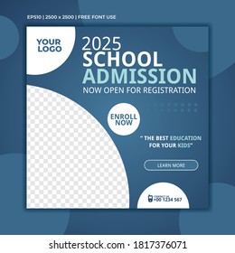 Creative vector modern school admission social media post template design. good for web ads or banner instagram.