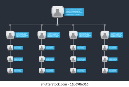 Creative vector modern style illustration corporate organizational chart slide of isolated on background. Business work flowchart process. Art design blank template. Infographic structure icon element