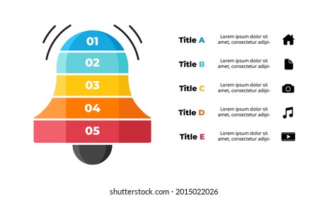 Creative vector notification infographic template. Abstract social media diagram. Bell ring symbol. Alert symbol info graphic. Reminder graphic element. Message web icon. 