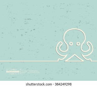 Creative vector octopus. Art illustration template background. For presentation, layout, brochure, logo, page, print, banner, poster, cover, booklet, business infographic, wallpaper, sign, flyer.