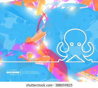 Creative vector octopus. Art illustration template background. For presentation, layout, brochure, logo, page, print, banner, poster, cover, booklet, business infographic, wallpaper, sign, flyer.