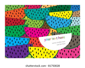 creative vector page layout with melon pieces in crazy colors and place for your text, diet and healthy life style,computer design,page layout,web design
