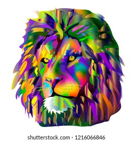 Colorful Lion Head On Pop Art Stock Vector (royalty Free) 1690745455