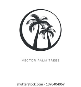 Creative vector palm trees logo design template isolated