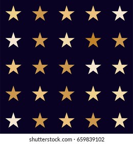 Creative vector pattern with stars arranged on a grid. Light brown, beige or ocher stars on a dark blue background. American national symbols or cowboy, denim design elements. Trendy hipster pattern.