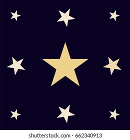 Creative vector pattern with stars arranged on a grid. Light brown, beige or ocher stars on a dark blue background. American national symbols or cowboy, denim design elements. Trendy hipster pattern.