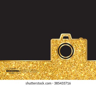 Creative vector photo camera. Art illustration template background. For presentation, layout, brochure, logo, page, print, banner, poster, cover, booklet, business infographic, wallpaper, sign, flyer.