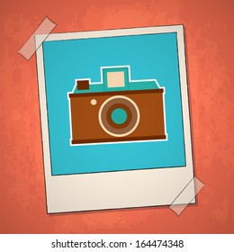 Creative vector photo frame camera with old vintage. 