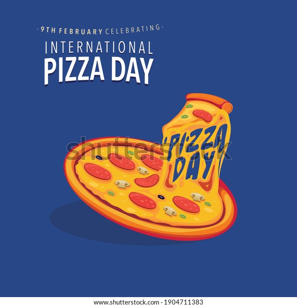 Creative Vector Poster International Pizza Day Stock Vector (Royalty