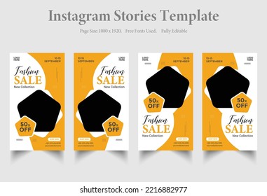 Creative vector premium fashion sale social media post template collection Vector banner of discounts and mega sales on social media and stories.