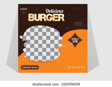 Creative vector premium tasty food social media post template. online promotion banner.