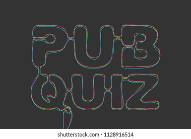 Creative vector pub quiz. One line style illustration