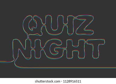 Creative vector quiz night. One line style illustration