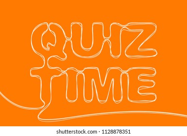 Creative vector quiz time. One line style illustration