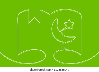 Creative vector Quran. One line style Islam religious book illustration