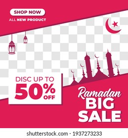 Creative vector of Ramadan Sale social media post template collection. social media promotion for business. Social media post Ramadan discount template. Perfect for social media post.