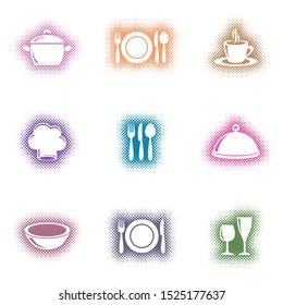 Creative vector restaurant menu icons collection halftone design