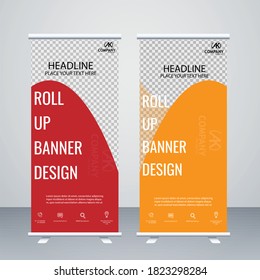 Creative vector roll up banner design