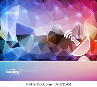 Creative vector satellite dish. Art illustration template background. For presentation, layout, brochure, logo, page, print, banner, poster, booklet, business infographic, wallpaper, sign, flyer.
