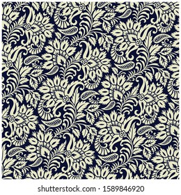 Creative vector seamless Indian style ground in floral pattern.Decorative wallpaper design and invitation card designs.