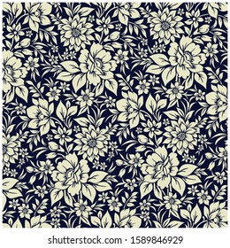 Creative vector seamless Indian style ground in floral pattern.Decorative wallpaper design and invitation card designs.