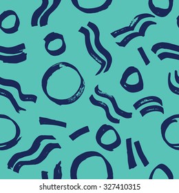 Creative vector seamless pattern with circular and linear brush strokes