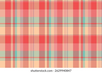 Creative vector seamless plaid, xmas textile background check. Fur fabric pattern tartan texture in red and orange colors palette.